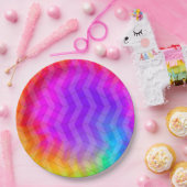 ネオンヘリンボーントリップ(幻覚体験)のようなヒッパイレインボー ペーパープレート (パーティー)
