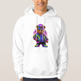 ネオンベアグロー：鮮やかレトロストリートウェア パーカ