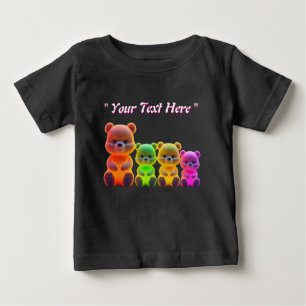 ネオンベアファミリーデジタルアート ベビーTシャツ