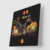 ネオンベガスホームバー パーソナライズされた スクエア壁時計 (傾斜)