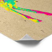 ネオンベビーゼブラサイケデリックピンクイエロー&グリーン ポスター (角)