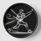 ネオンベースボール選手 壁時計 (正面)