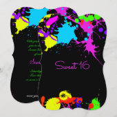 ネオンペイント、スイート16、バット・ミッツヴァ招待状 招待状 (正面/裏面)