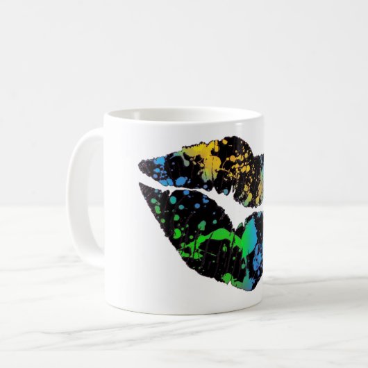 ネオンペンキの唇のコーヒー・マグ コーヒーマグカップ (正面左)