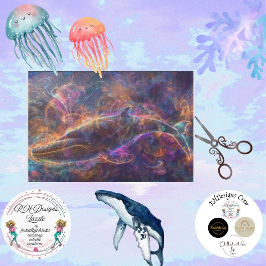 ネオンホエールオレンジパープルブルー 薄葉紙