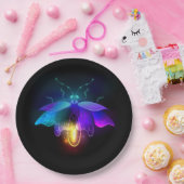 ネオンホタル（黒） ペーパープレート (パーティー)