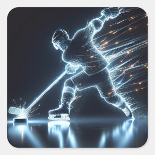 ネオンホッケープレーヤーOn Ice スクエアシール