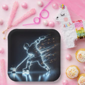 ネオンホッケープレーヤーOn Ice ペーパープレート (パーティー)