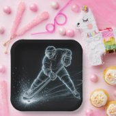 ネオンホッケー選手が氷上で躍動 ペーパープレート (パーティー)