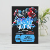 ネオンホッケー10代の若者ジョイント誕生日招待状 招待状 (スタンド正面)