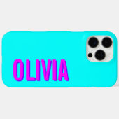 ネオンホットピンク3D名モダン前 | トレンディークールブルー Case-Mate iPhoneケース (裏面 (横))