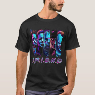 ネオンホラーフレンズシャツ   怖い映画のキャラクター Tシャツ