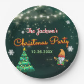 ネオンホリデークリスマスパーティー ペーパープレート (正面)