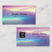 ネオンホログラフィモダンック質感QRコード 名刺 (正面/裏面)