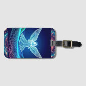 ネオンホワイトエンジェルオン銀河系背景荷物タグ ラゲッジタグ (正面横)