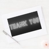 ネオンホワイトサイントレンディーありがとう 長方形シール (封筒)