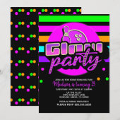 ネオンボウリングパーティーバースデーパーティー 招待状 (正面/裏面)