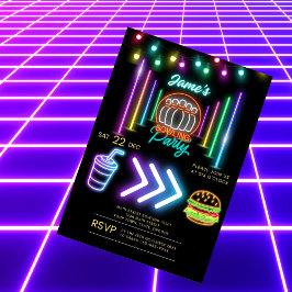 ネオンボウリングパーティー誕生日招待状 招待状