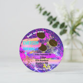 ネオンボウリングボール,ボーリング,グローバースデーパーティー 招待状 (スタンド正面)