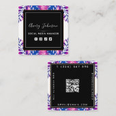 ネオンボタニカルガーデン Bloom QRコード SNS スクエア名刺 (正面/裏面)