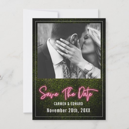 ネオンボックスウッドの結婚式写真 セーブザデート (正面)