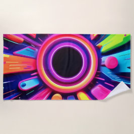 ネオンボルテックス抽象芸術宇宙アート ビーチタオル