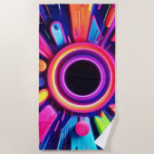 ネオンボルテックス抽象芸術宇宙アート ビーチタオル (正面)