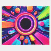 ネオンボルテックス抽象芸術宇宙アート フリースブランケット (正面(横))