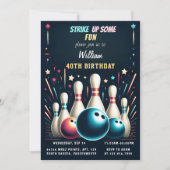 ネオンボーイキッズチームイベントボーリング40th誕生日 招待状 (正面)