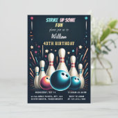 ネオンボーイキッズチームイベントボーリング40th誕生日 招待状 (スタンド正面)
