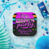 ネオンボーリングパーティーバッシュ誕生日パーティー ペーパープレート (パーティー)