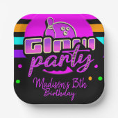 ネオンボーリングパーティーバッシュ誕生日パーティー ペーパープレート (正面)