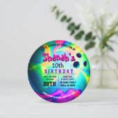 ネオンボーリングボールグローバースデーパーティーへの招待 招待状 (スタンド正面)