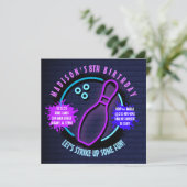 ネオンボーリングボールラウンドバースデーパーティーへの招待 (スタンド正面)