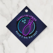 ネオンボーリングボールラウンドバースデーパーティーへの招待 フェイバータグ (裏面)