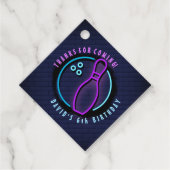 ネオンボーリングボールラウンドバースデーパーティーへの招待 フェイバータグ (正面)