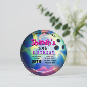 ネオンボーリングボールラウンドバースデーパーティーへの招待 招待状 (スタンド正面)