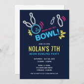 ネオンボーリング誕生会 招待状 (正面/裏面)