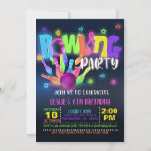 ネオンボーリング誕生日パーティーへの招待 招待状 (正面)