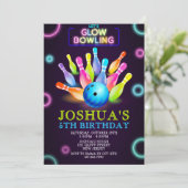ネオンボーリング誕生日招待状。ネオン招待状 招待状 (スタンド正面)