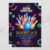 ネオンボーリング誕生日招待状。ネオン招待状 招待状 (正面/裏面)