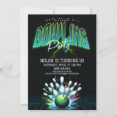 ネオンボーリング誕生日招待状 招待状 (正面)