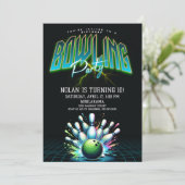 ネオンボーリング誕生日招待状 招待状 (スタンド正面)