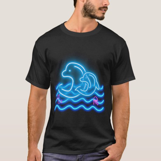 ネオンポストカード ネオンプリント イルカ Tシャツ (正面)