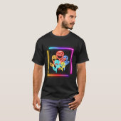 ネオンポストカード ネオンプリント 花 Tシャツ (正面フル)