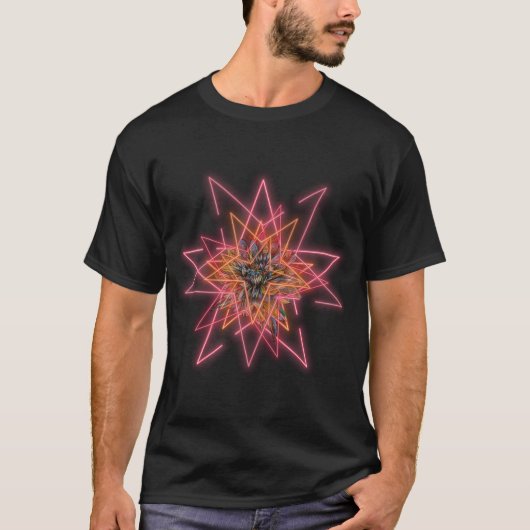 ネオンポストカード ネオン印刷 花 Tシャツ (正面)