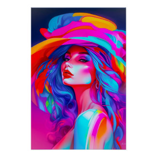 ネオンポップアートの肖像画 ポスター