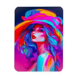 ネオンポップアートの肖像画  マグネット