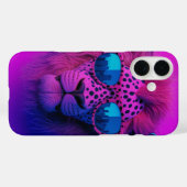 ネオンポップアートの青いサングラスをかけたライオン Case-Mate iPhoneケース (裏面 (横))