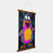 ネオンポップアートペンギン： 遊び心とカラフルな  吊り下げ型タペストリー (傾斜あり)
